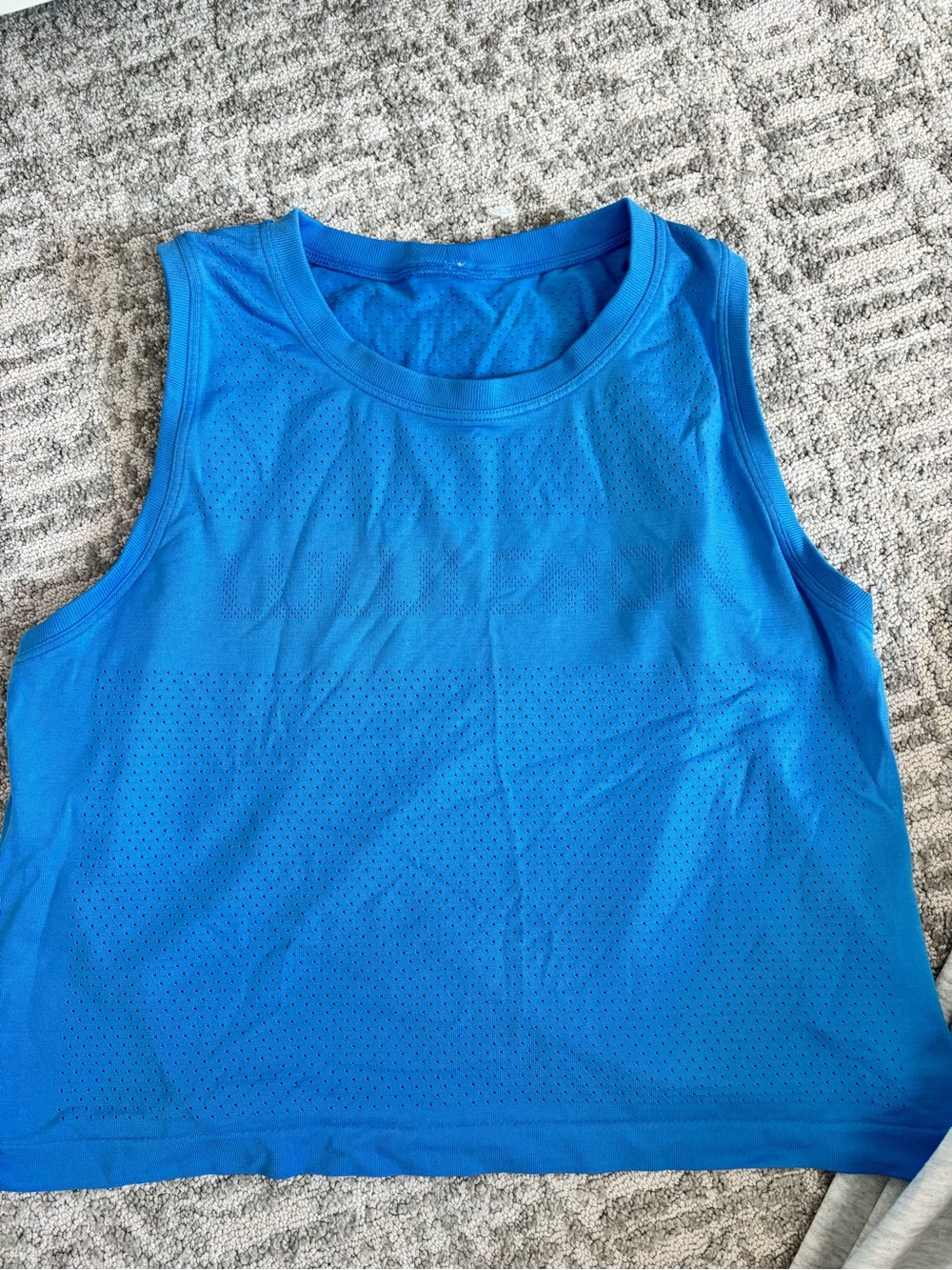 lululemon athletica Bright Blue Perforated Tank Top